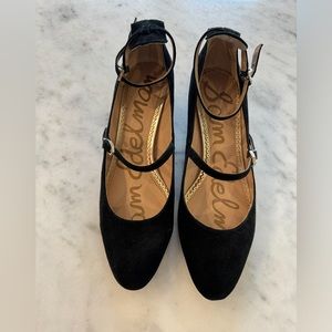 Sam Edelman 3 Strap Mary Jane Suede Heels 7.5
